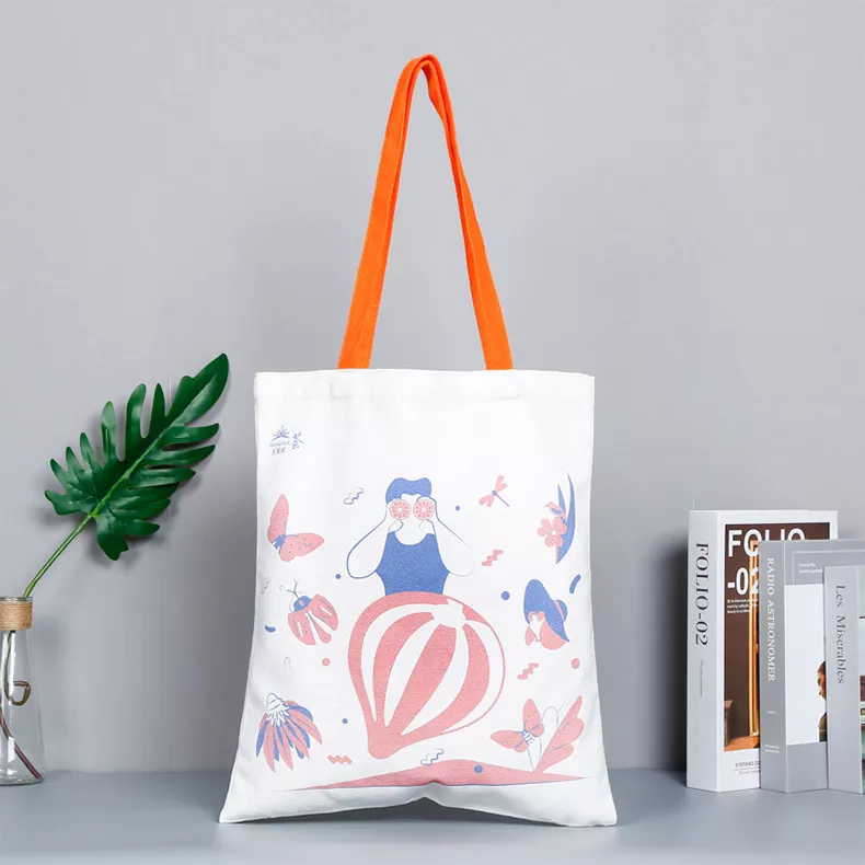 Custom Logo Printing Blank Canvas Tote Bags Advertising Portable Cotton Canvas Shopping Bag