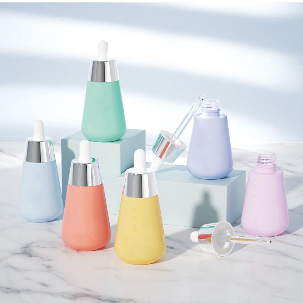 Essential Oils Glass Dropper Bottle with Custom Logo and Plastic Collar