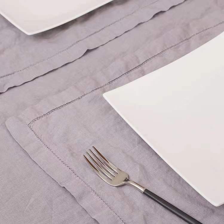 Embroiled logo Ultra Soft 100% French Linen Table Cloth / Towel for Home and Kitchen Restaurant Table Cloth/ Napkin (Towel )