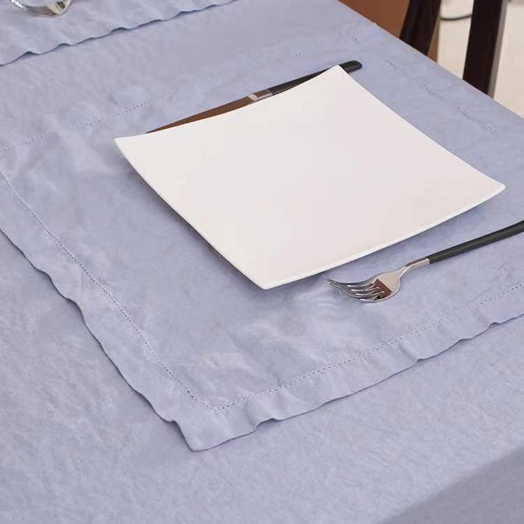 Embroiled logo Ultra Soft 100% French Linen Table Cloth / Towel for Home and Kitchen Restaurant Table Cloth/ Napkin (Towel )
