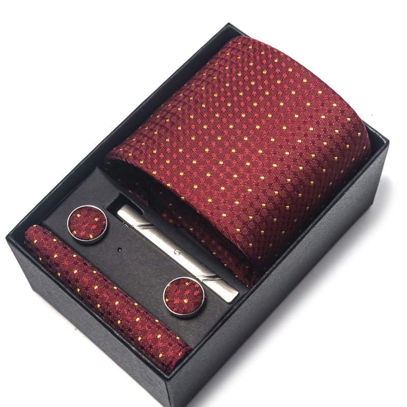Ties for Men, Tie and Pocket Square Set, Dress Necktie Handkerchief Cufflinks Clip in gift box tie set