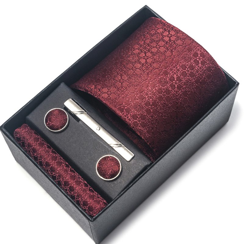 Ties for Men, Tie and Pocket Square Set, Dress Necktie Handkerchief Cufflinks Clip in gift box tie set