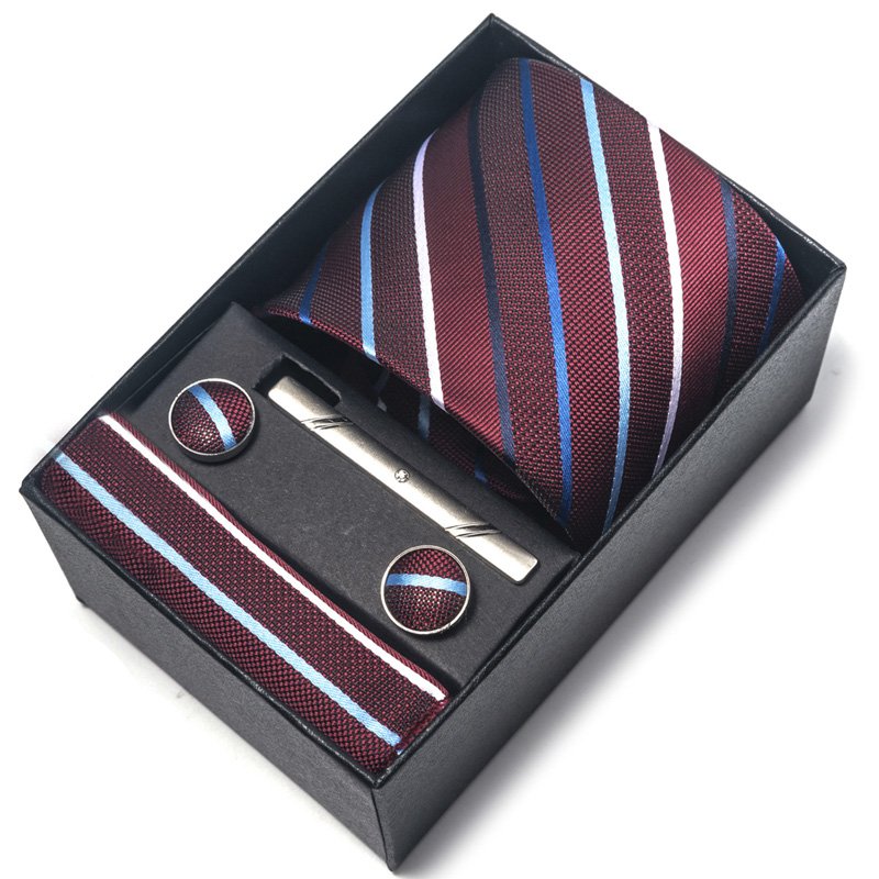Ties for Men, Tie and Pocket Square Set, Dress Necktie Handkerchief Cufflinks Clip in gift box tie set