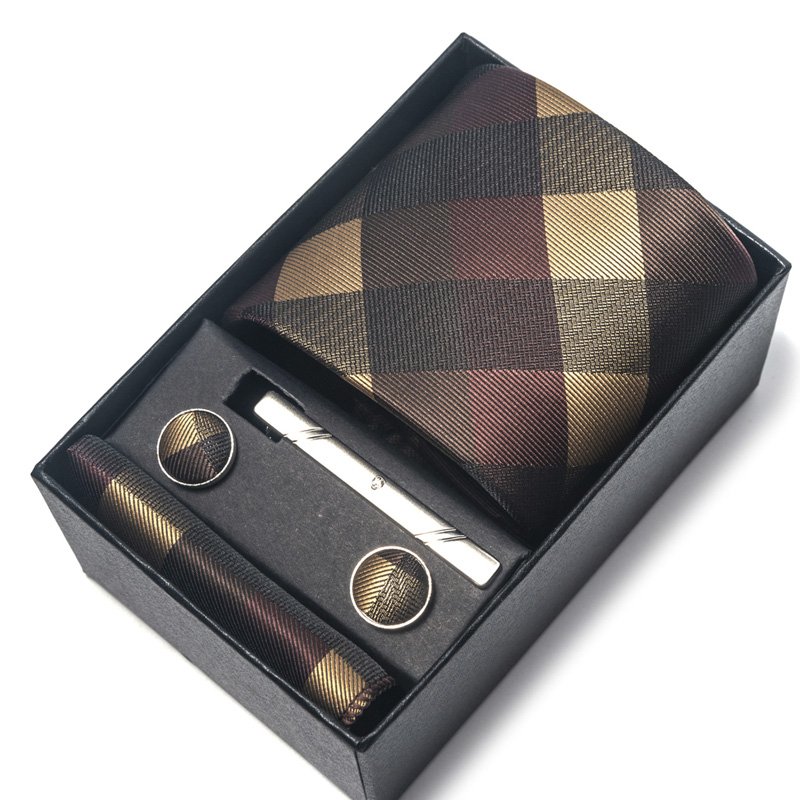 Ties for Men, Tie and Pocket Square Set, Dress Necktie Handkerchief Cufflinks Clip in gift box tie set