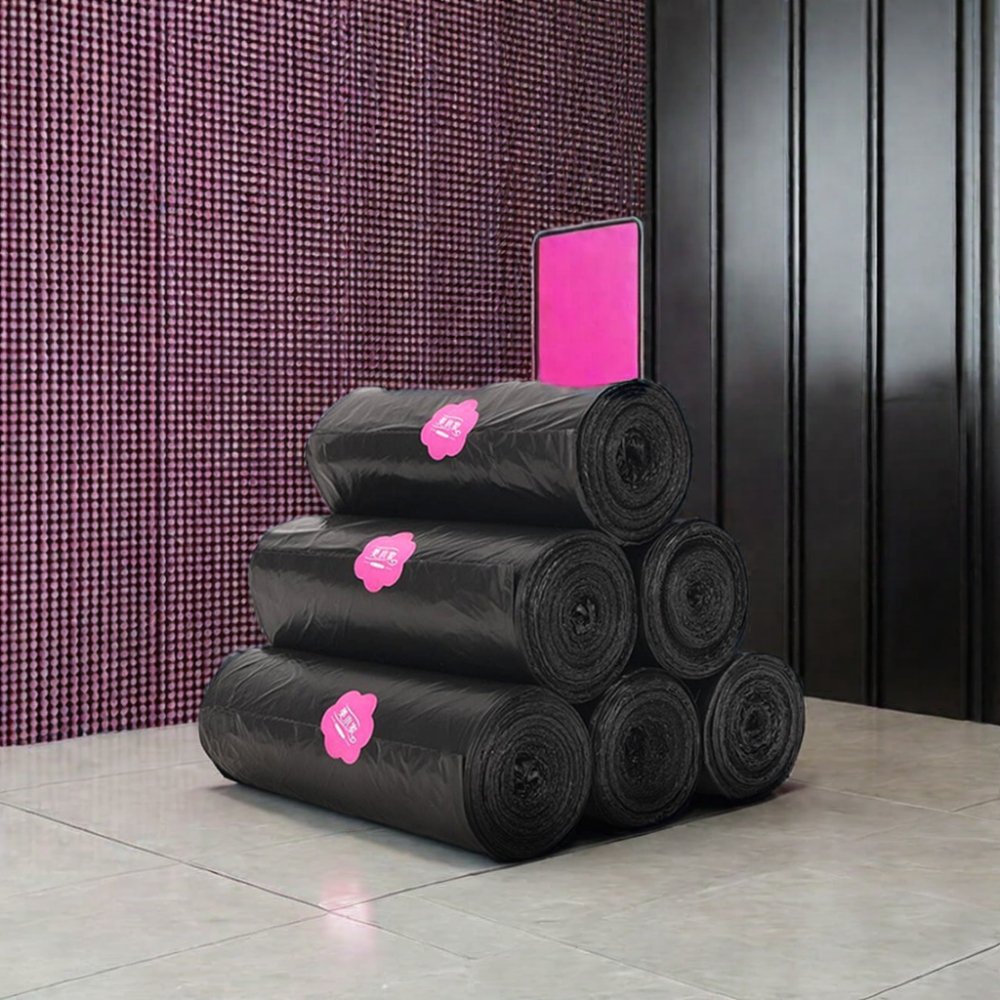 BioDegradable Black Flat Bottom Garbage Bag Gusseted Trash Bag for Plastic Waste Rolled Packaging Bag