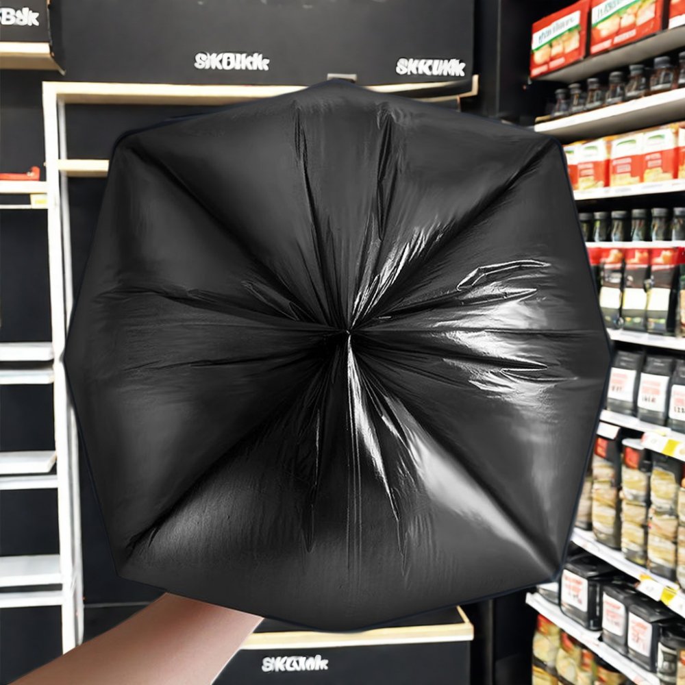 BioDegradable Black Flat Bottom Garbage Bag Gusseted Trash Bag for Plastic Waste Rolled Packaging Bag