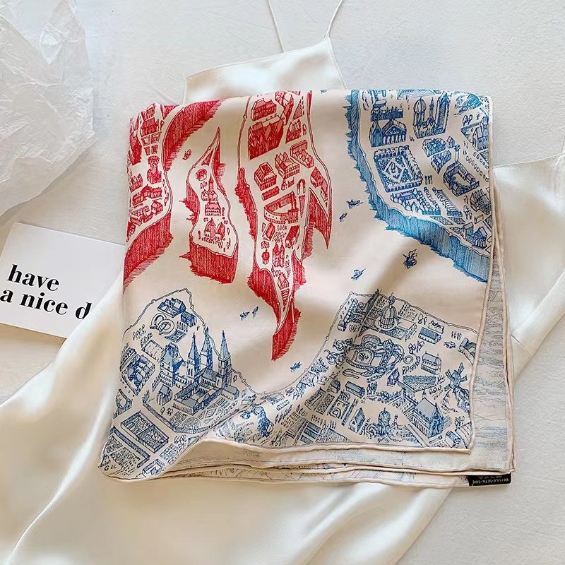 Xinhe Women Big Custom Satin Silk Scarf Printing Big Square Other Scarves Satin Scarfs Designer