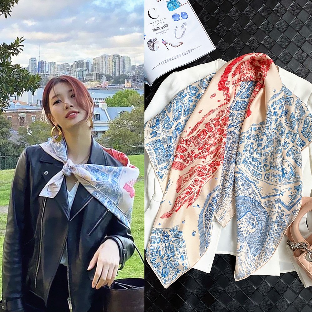 Xinhe Women Big Custom Satin Silk Scarf Printing Big Square Other Scarves Satin Scarfs Designer