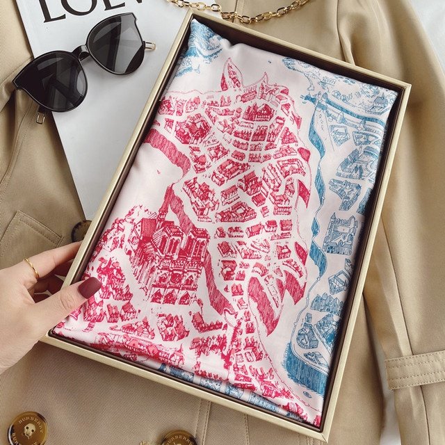 Xinhe Women Big Custom Satin Silk Scarf Printing Big Square Other Scarves Satin Scarfs Designer