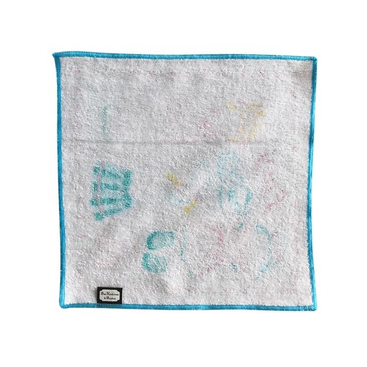 100% Cotton Customized design Digital Printing Small Lovely Face Towel Handkerchief kids face hand bath towel
