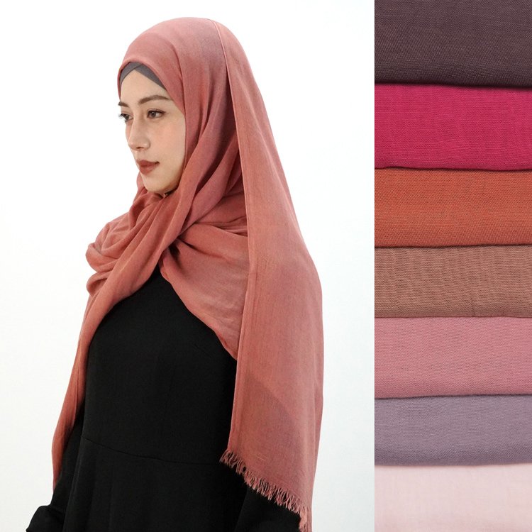Wholesale custom solid color viscose cotton turban jersey hijab musulman rayon modal bandana scarf veils shawl for muslim women