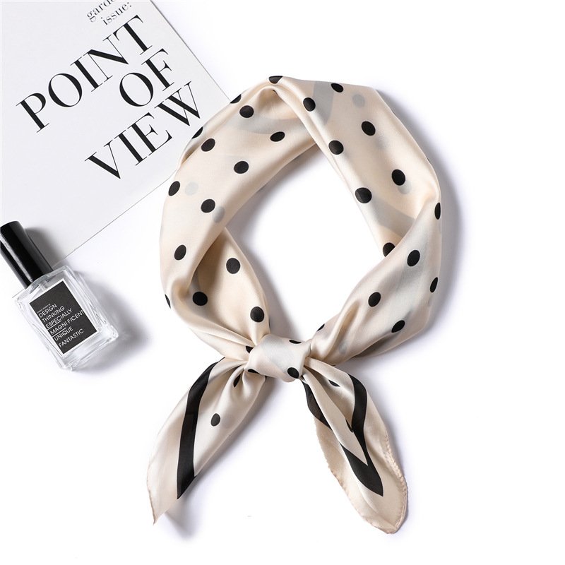 Luxury Brand Floral Dots Printed Silk Scarf Women Square Hijab Head Scarves 70*70cm Ladies Neck Hair Foulard Handkerchief