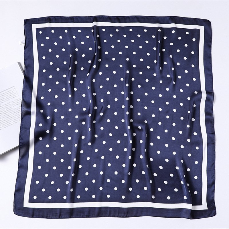 Luxury Brand Floral Dots Printed Silk Scarf Women Square Hijab Head Scarves 70*70cm Ladies Neck Hair Foulard Handkerchief