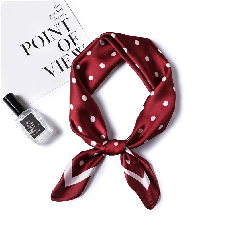 Luxury Brand Floral Dots Printed Silk Scarf Women Square Hijab Head Scarves 70*70cm Ladies Neck Hair Foulard Handkerchief