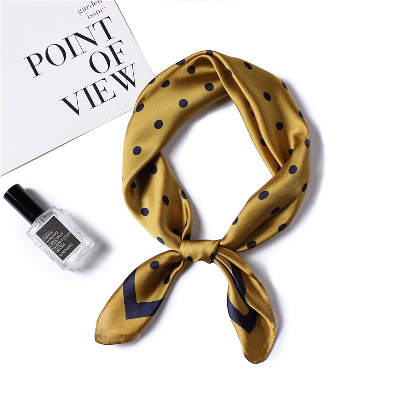 Luxury Brand Floral Dots Printed Silk Scarf Women Square Hijab Head Scarves 70*70cm Ladies Neck Hair Foulard Handkerchief