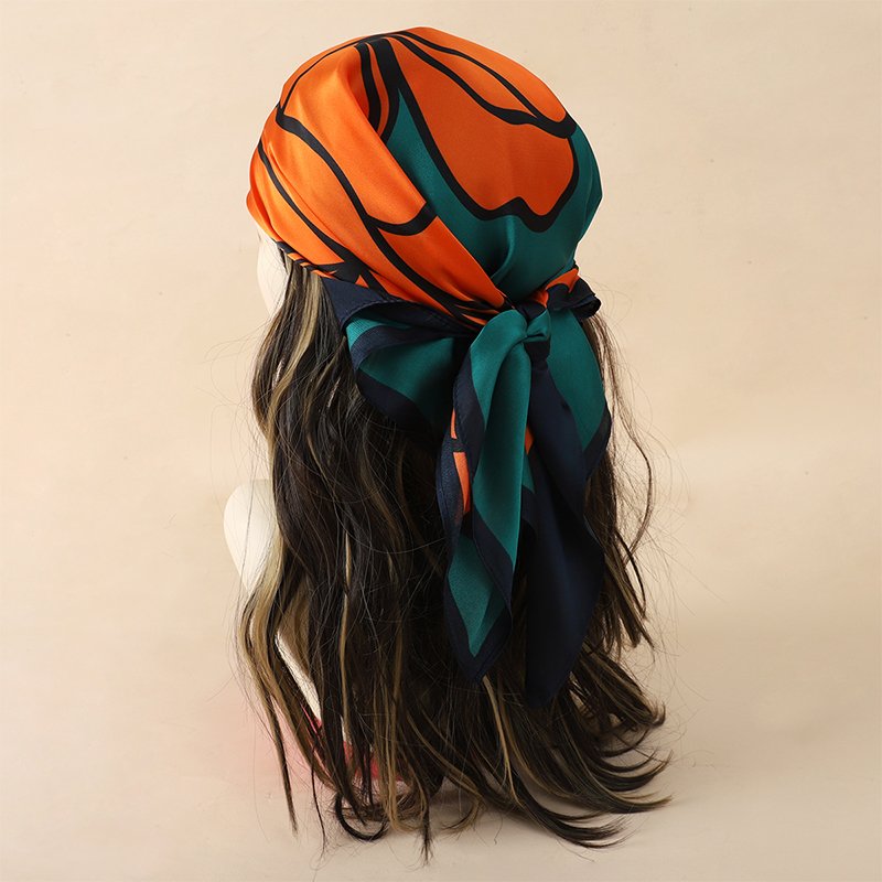 Band widely print new silk satin scarf big female British 70*70cm Scarves Selling arab women