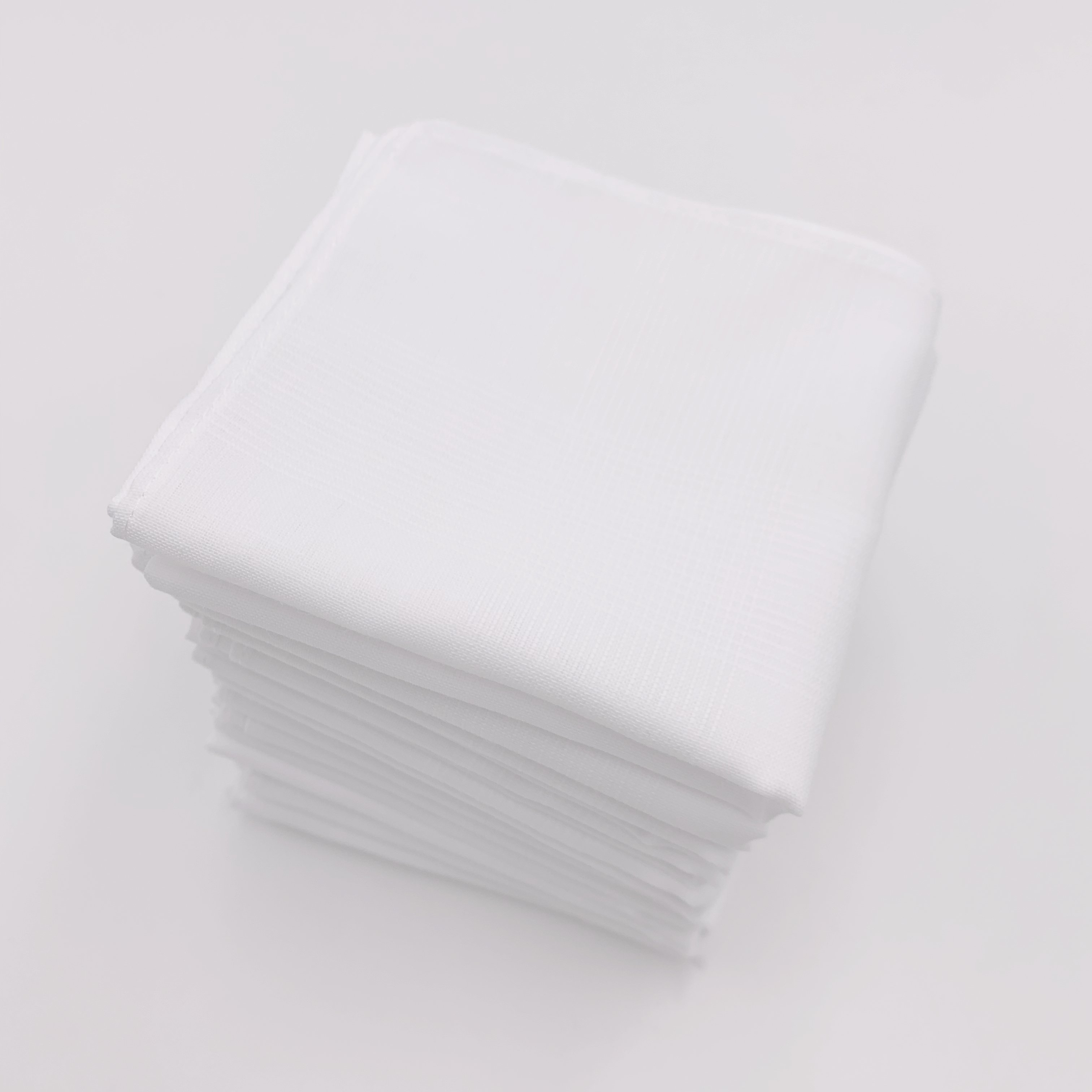 13 pack men's white fine 65% polyester 35% cotton hemstitched handkerchiefs