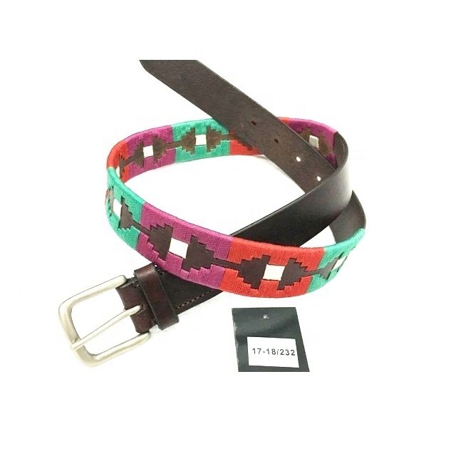 polo belts Leather Embroidered Belts