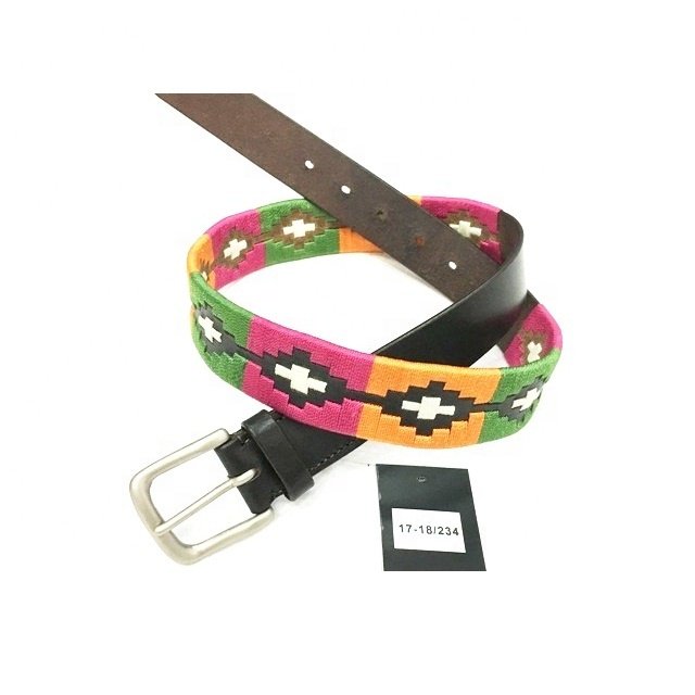 polo belts Leather Embroidered Belts