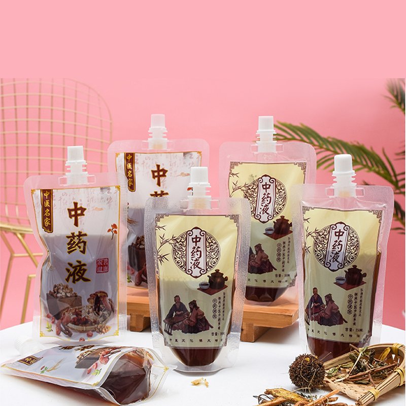 Liquid Sachet Transparent Packaging Beverage Bag With Plastic Packaging Drink Spout Pouch