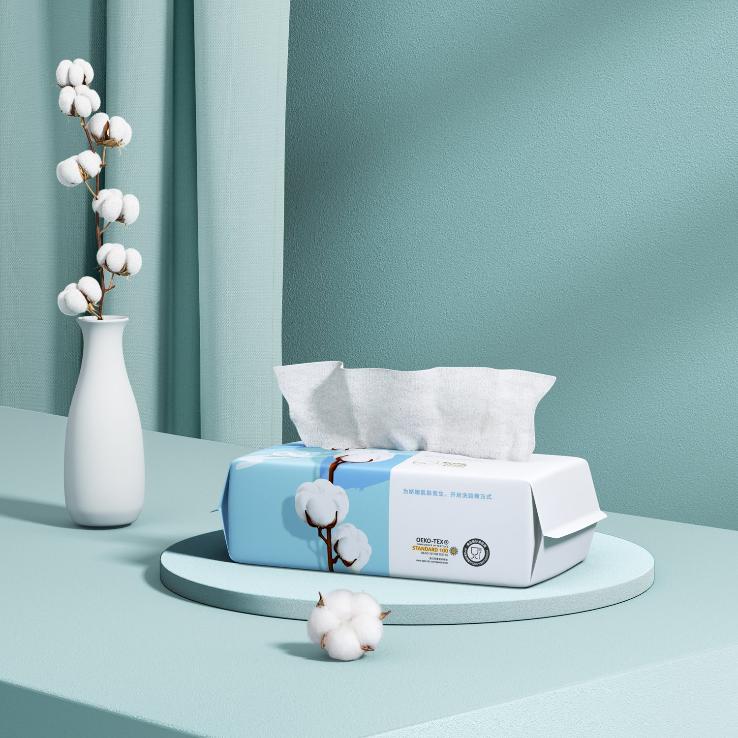 Purcotton 100% Pure Natural Cotton Hyaluronic Acid Dry Tissue Disposable Soft Facial Tissue with Vitamin B5 Natural glycerin