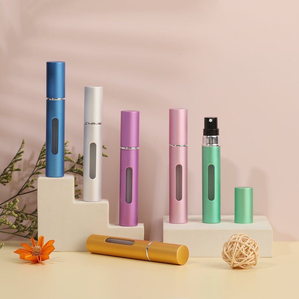 Mini 8ML Aluminum Perfume Atomizer Travel Size Empty Refillable Perfume Bottle with Dropper Pump Spray for Packaging
