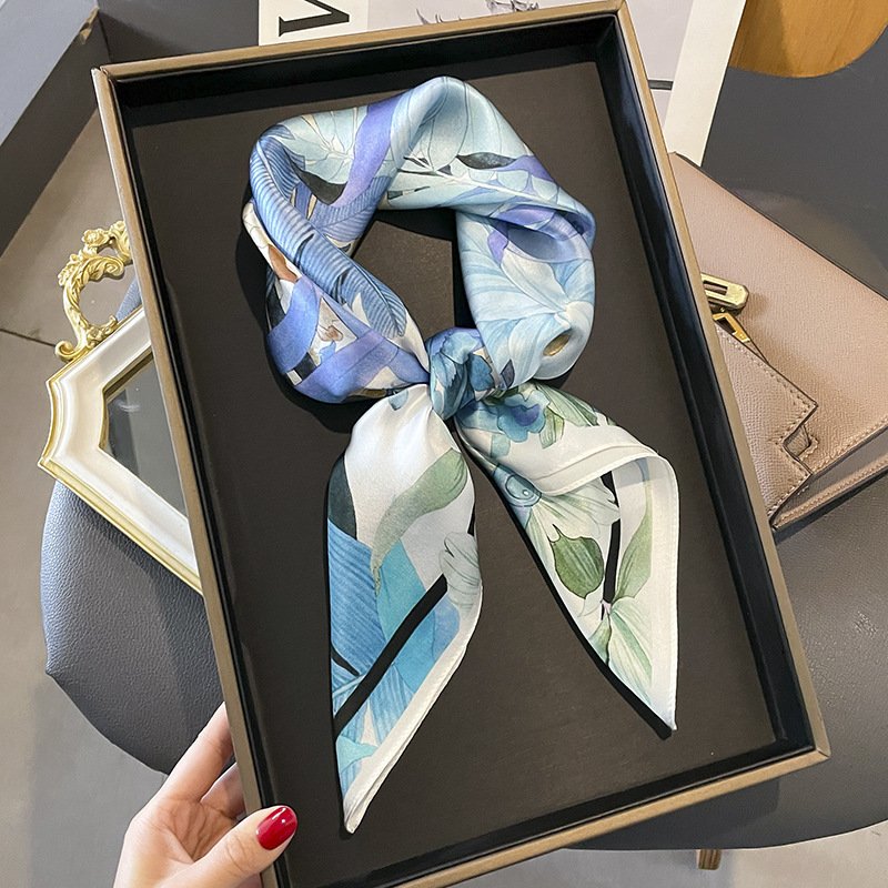 Hot Sale Women Luxury Elegant Brand Scarf Wrap Wholesale Print 70x70cm Satin Handkerchief Ladies Silk Feeling Square Scarf