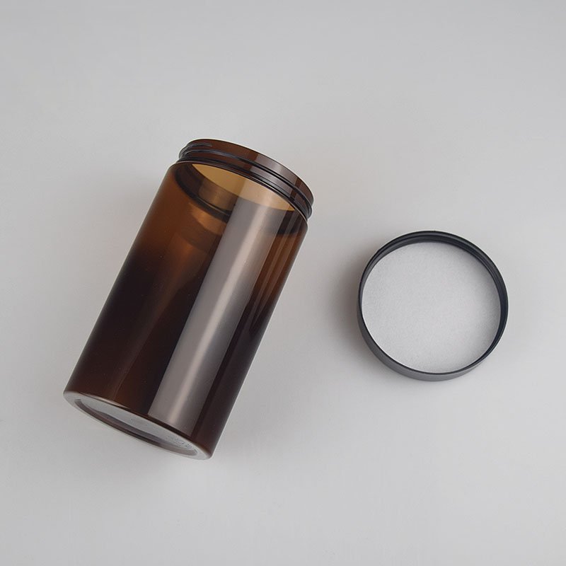 Printing Skincare Container Wild Mouth Amber Plastic Cream Jar With Black Lid Teal 100ml/250ml/400ml