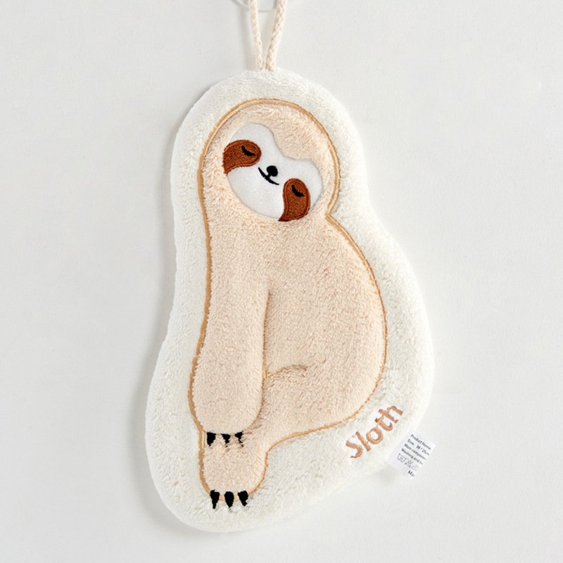 Custom Sloth Hand Towel Hanging Cute Absorbent Kitchen Coral Fleece Embroidered Thick Children's Cartoon Secret Handkerchief