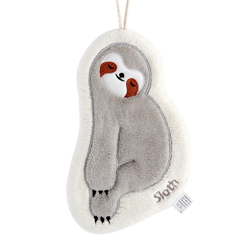 Custom Sloth Hand Towel Hanging Cute Absorbent Kitchen Coral Fleece Embroidered Thick Children's Cartoon Secret Handkerchief