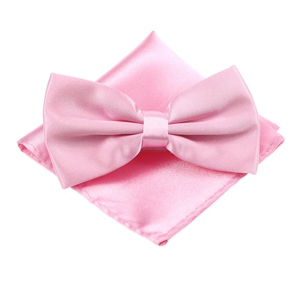 Solid Satin Bow Tie And Pocket Square Set For Men Wedding Plain Mens Bowties With Handkerchief