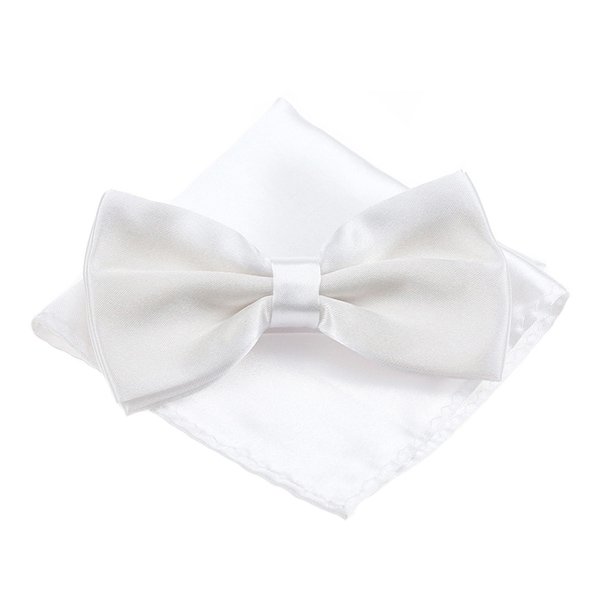 Solid Satin Bow Tie And Pocket Square Set For Men Wedding Plain Mens Bowties With Handkerchief