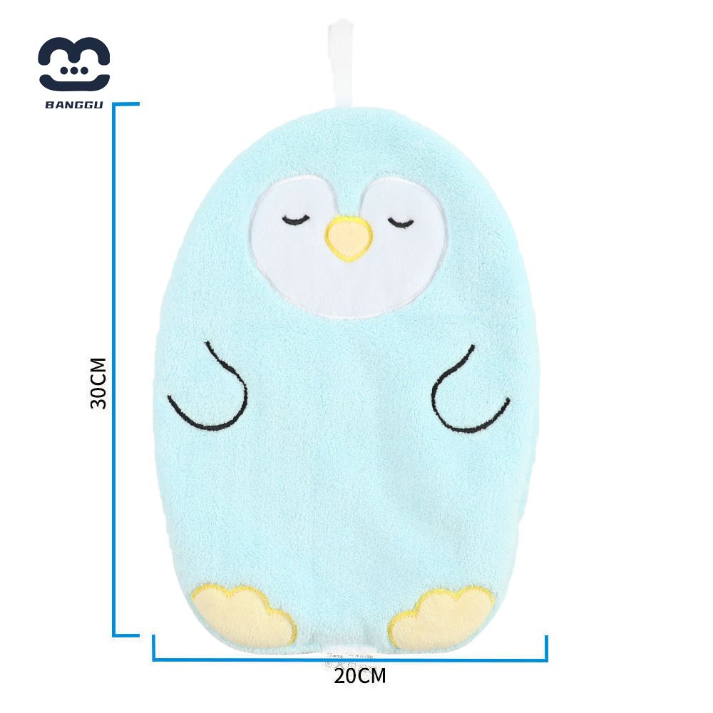 Cross-border Direct Supply of Cute Cartoon Penguin Hand Towel Double Coral Fleece Thickened Children's Handkerchief