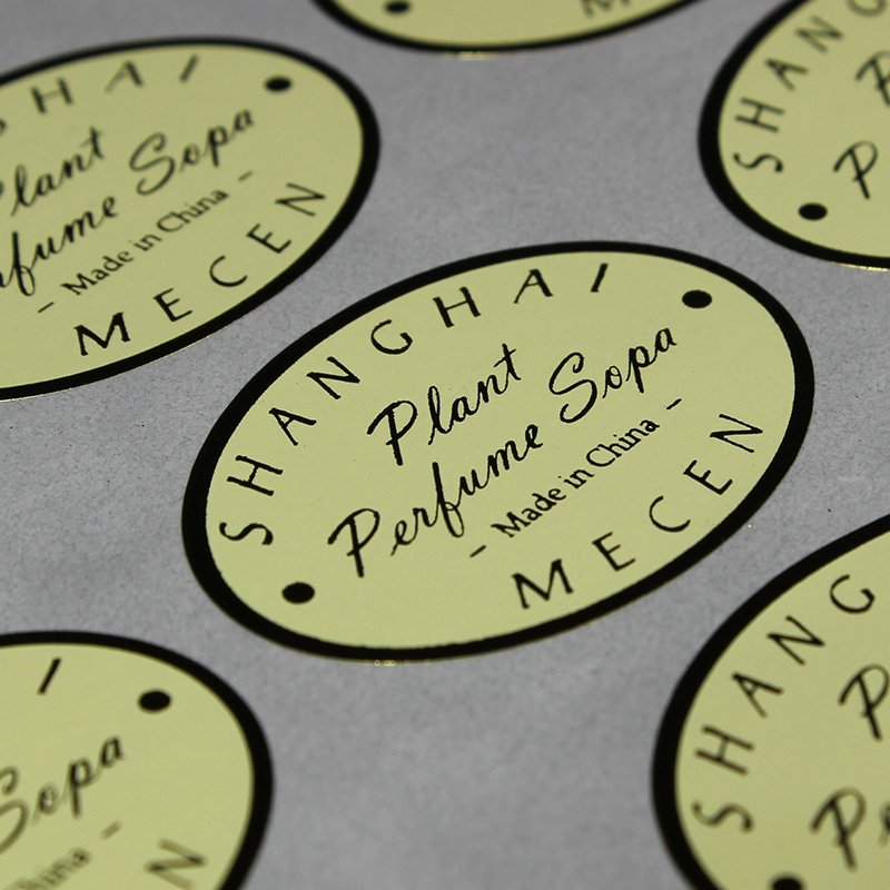 Custom logo gold stamp waterproof vinyl Self-adhesive labels soap package label sticker Oval label sticker