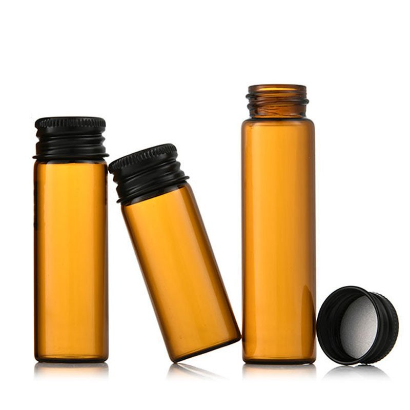 15ml 20ml 25ml Diameter 22mm DIY amber glass mini test tube bottle food storage tube brown bottle with screw aluminum lids