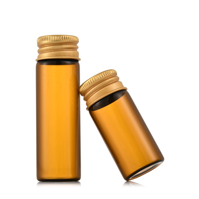 15ml 20ml 25ml Diameter 22mm DIY amber glass mini test tube bottle food storage tube brown bottle with screw aluminum lids