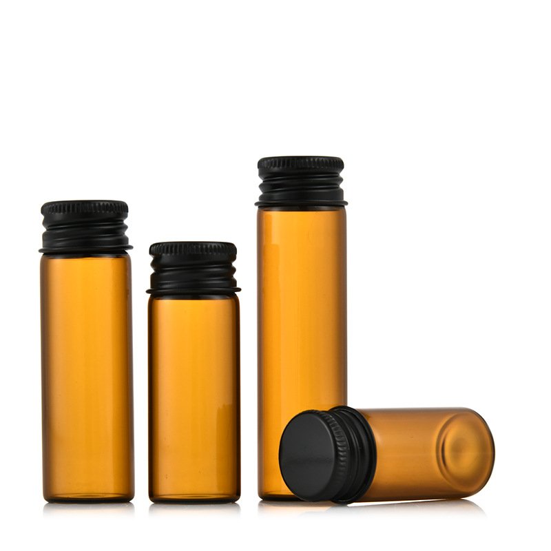15ml 20ml 25ml Diameter 22mm DIY amber glass mini test tube bottle food storage tube brown bottle with screw aluminum lids