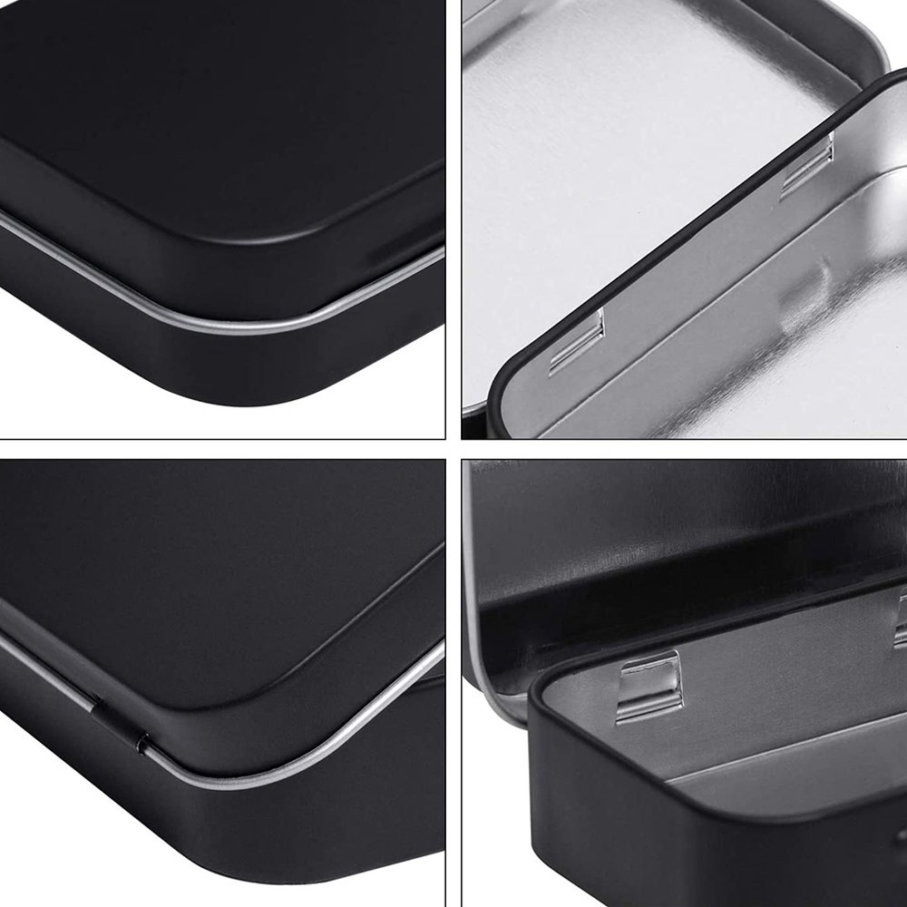 Custom printed small size square rectangular cosmetic candy embossed metal packaging tin box with hinged lid