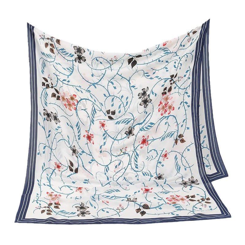 Hot summer silk-like High Quality Premium Jersey Hijabs Muslim Soft Scarf Women Hijab fashion floral printed silk square scarf