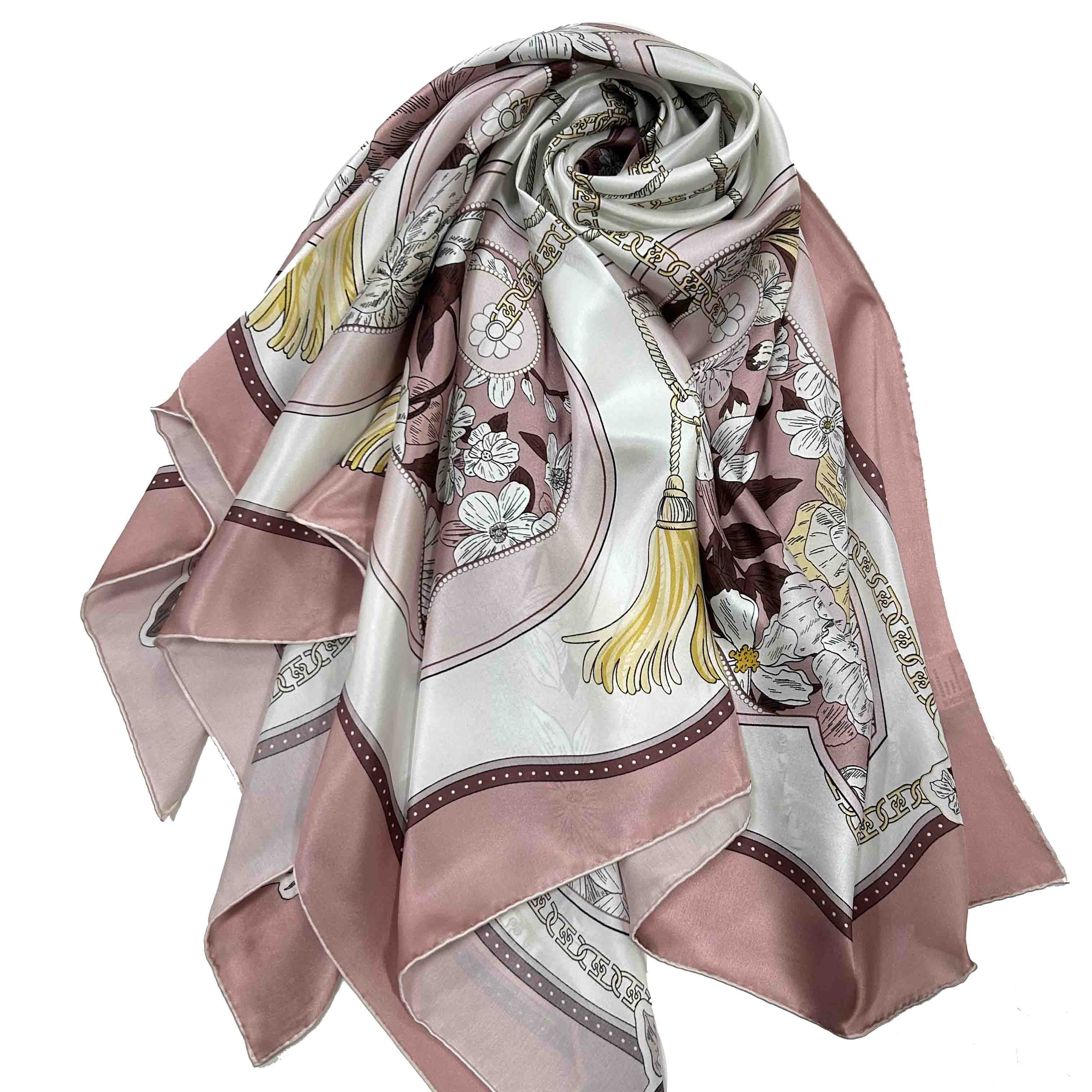 Factory Direct Plain Custom Logo Silk Scarves Digital Printed Woman Square Neck Scarf For Women