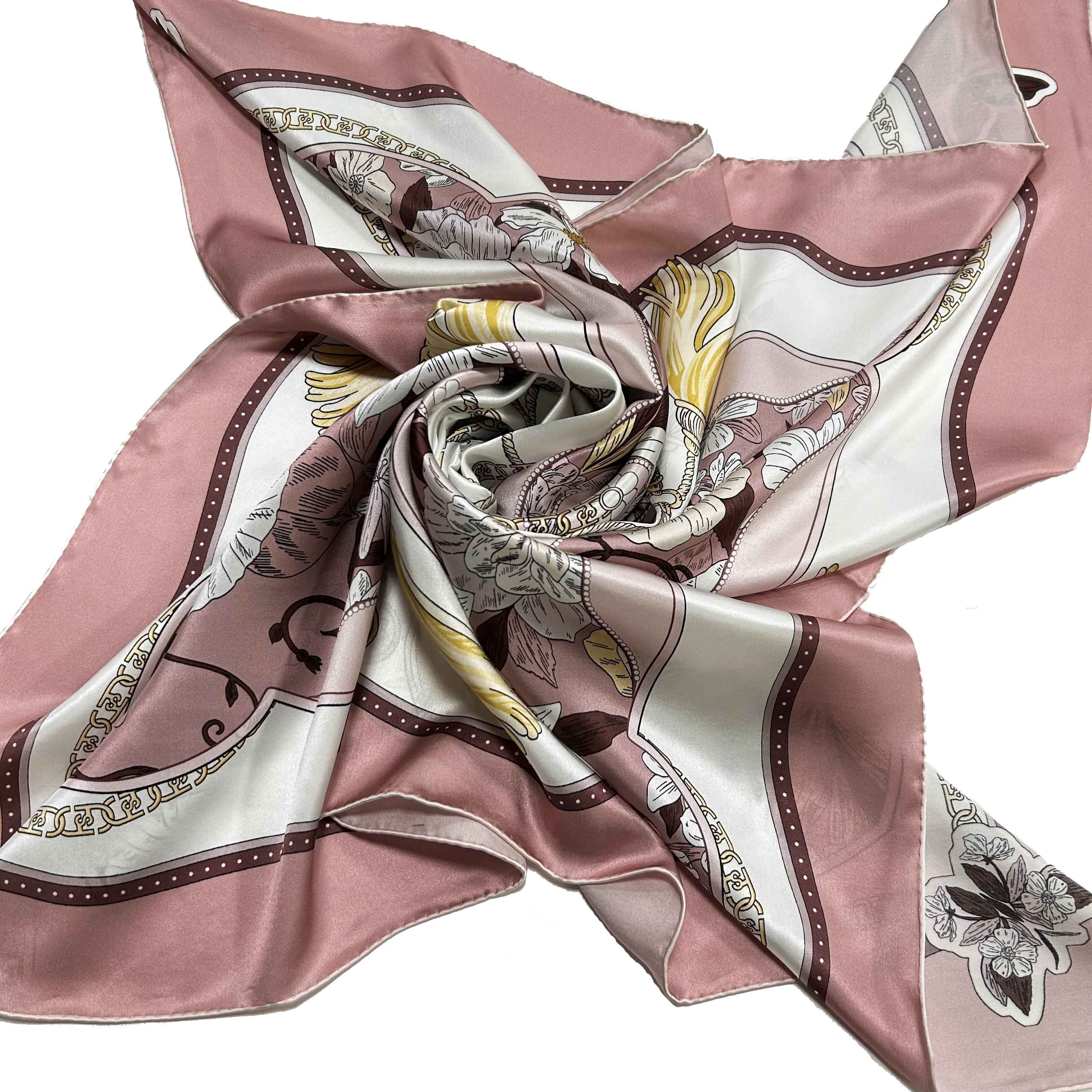 Factory Direct Plain Custom Logo Silk Scarves Digital Printed Woman Square Neck Scarf For Women