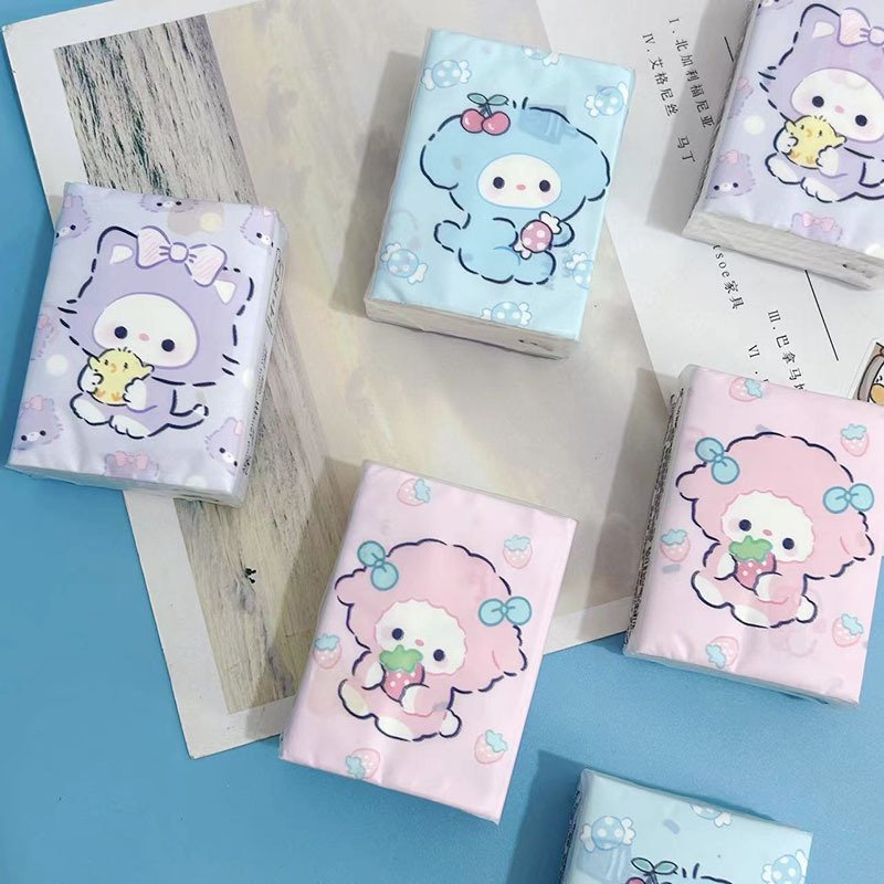 FSC Mini Facial Tissues Cat Printed Pocket Tissues 9 Pcs Pack Cute Cat Paper Handkerchief Cleansing Tissue
