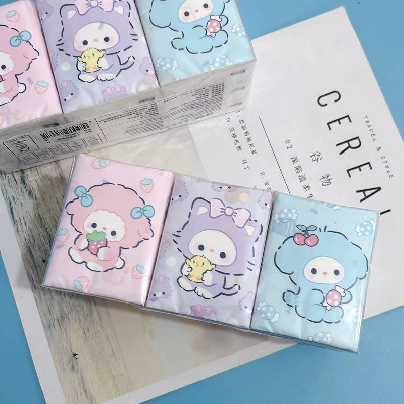 FSC Mini Facial Tissues Cat Printed Pocket Tissues 9 Pcs Pack Cute Cat Paper Handkerchief Cleansing Tissue