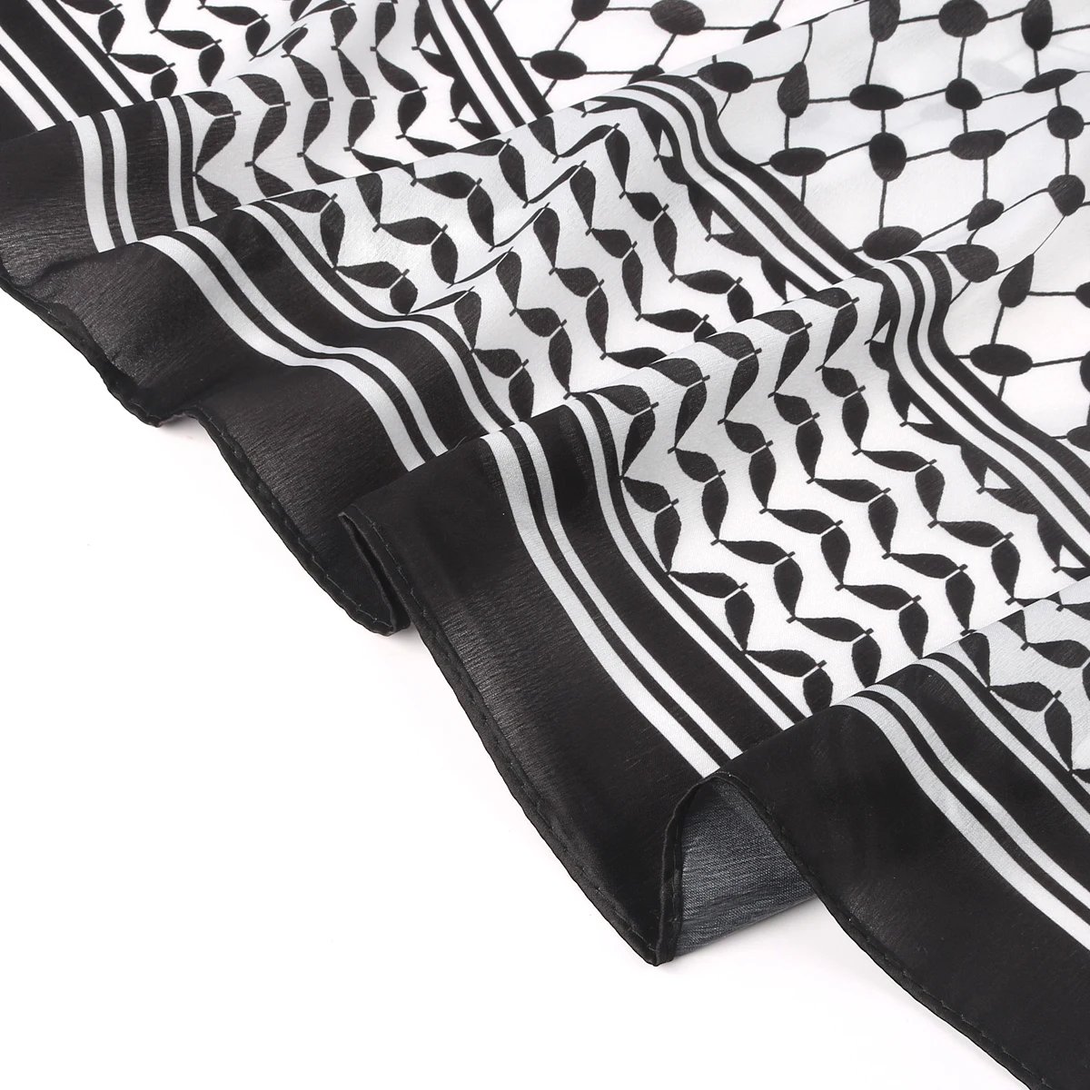 2024 New Palestine Women Luxury Printed Square Scarf Fashion Soft Muslim Hijab Satin Silk Handkerchief Muffler Headscarf Wraps