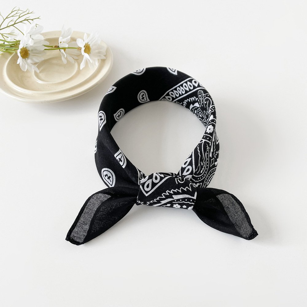 New Hip Hop Square Towel 50cm Cotton Linen Small Handkerchief Small Silk Scarf Women's New Cashew Printing
