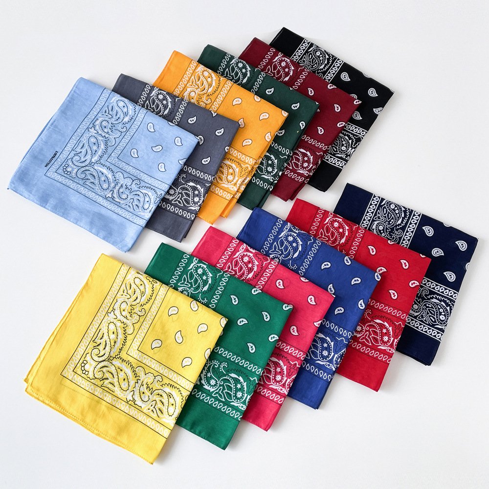 New Hip Hop Square Towel 50cm Cotton Linen Small Handkerchief Small Silk Scarf Women's New Cashew Printing