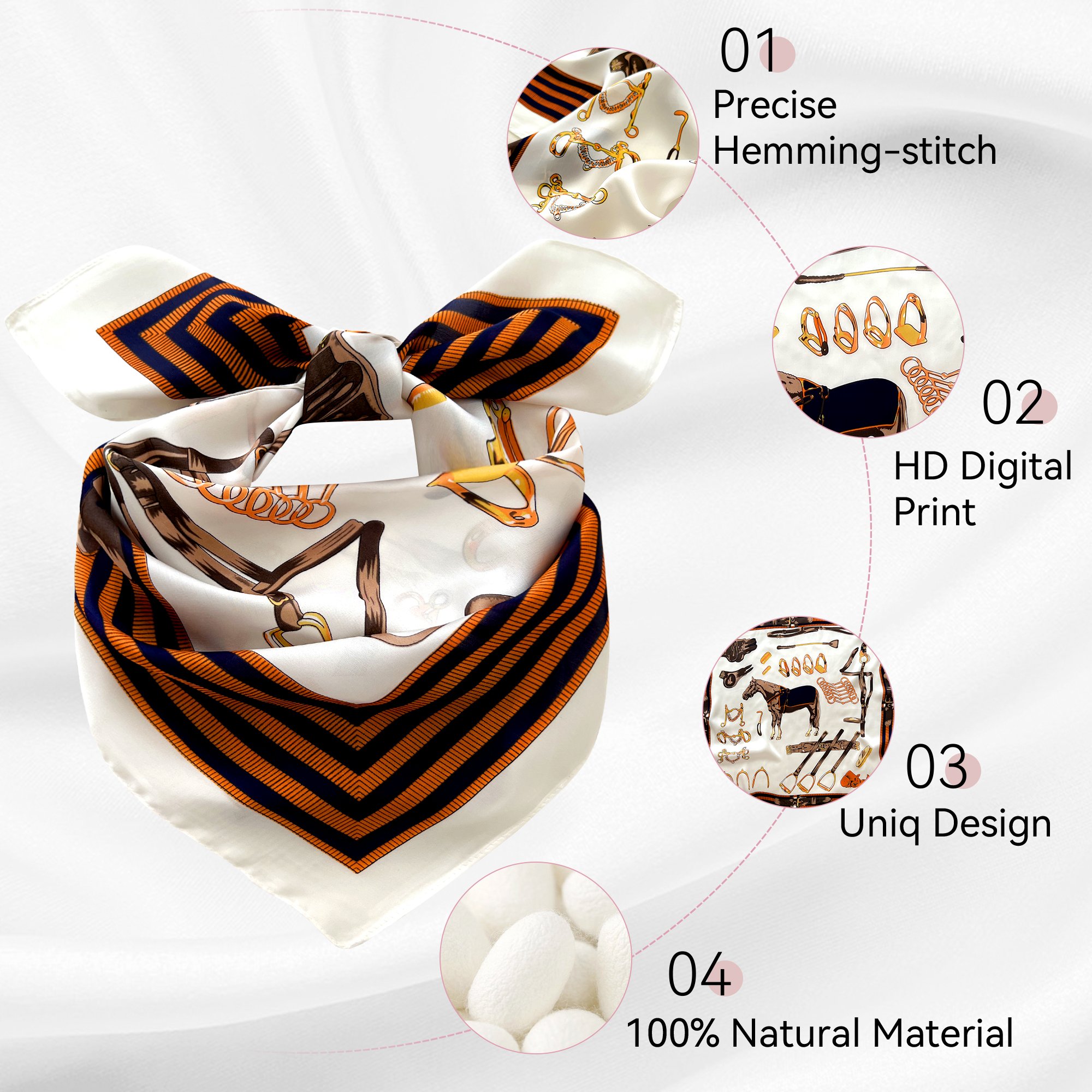 2024 Summer Women's Fashion Accessory Square Silk Scarf & Handkerchief Printed with Animal Print Hot Selling
