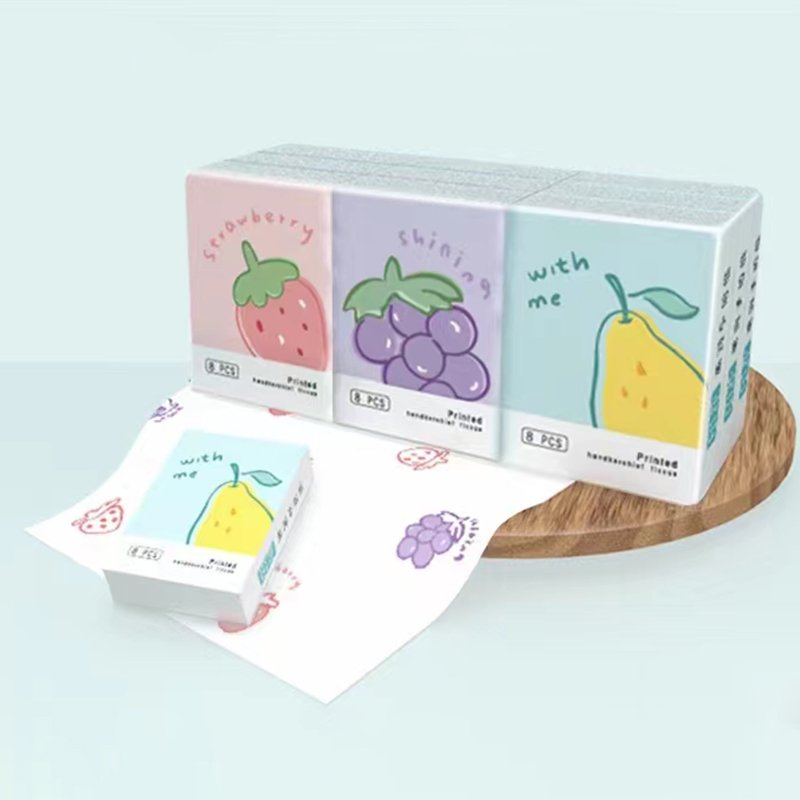FSC China Factory Mini Facial Tissues Lovely Cartoon Bear Printed Pocket Tissues 9 Pcs Pack Paper Handkerchief Cleansing Tissue