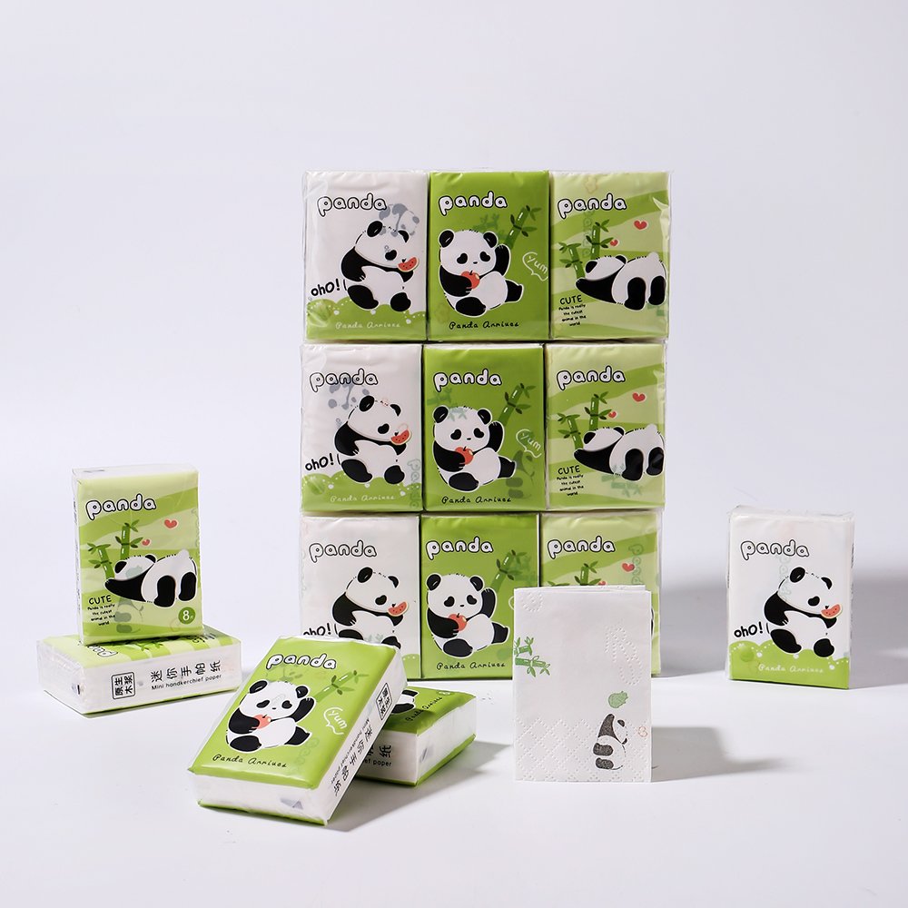 FSC China Factory Mini Facial Tissues Lovely Cartoon Bear Printed Pocket Tissues 9 Pcs Pack Paper Handkerchief Cleansing Tissue