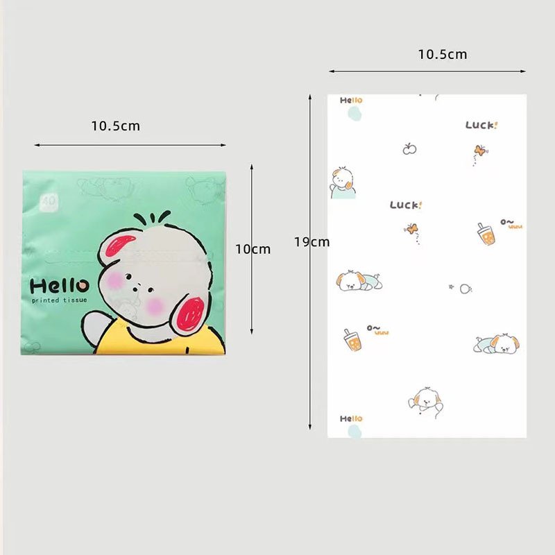 FSC New Lucky Dog Portable Facial Tissues Wood Pulp Color Printed Soft 40 Pull Cute Cartoon Handkerchief Pocket Tissue